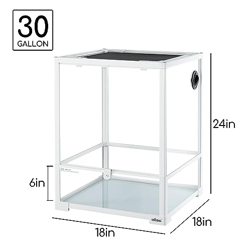 30 Gallon Reptile Tank 18" x 18" x 24" Reptile Terrarium, Full View Glass Terrarium Tank with Double Hinge Door for Reptiles Amphibians, Bearded Dragon Gecko Lizard Snake - size: 18" x 18" x 24"