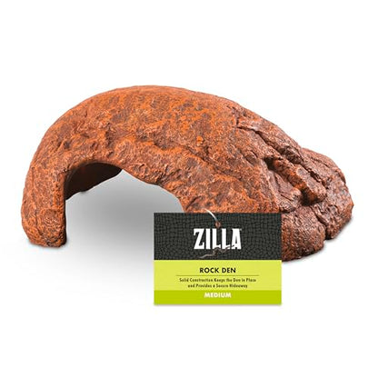Zilla Rock Den, Naturalistic Rock Décor, Ideal Hideaway for Snakes, Skinks, Geckos, Bearded Dragons, Medium - size: Medium