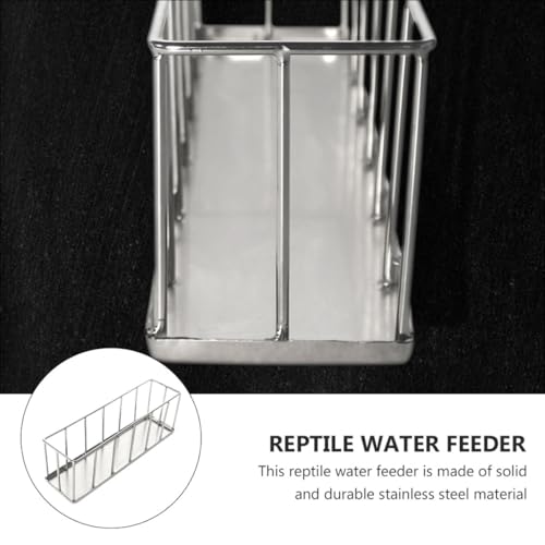 Beaupretty Stainless Steel Reptile Feeder Dish for Tortoise Lizard Small Escape-Proof Pet Food Container Terrarium Bowl Suitable for Bearded Dragon and Gecko Feeding
