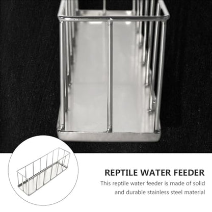 Beaupretty Stainless Steel Reptile Feeder Dish for Tortoise Lizard Small Escape-Proof Pet Food Container Terrarium Bowl Suitable for Bearded Dragon and Gecko Feeding
