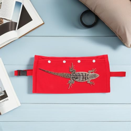 COLLBATH Adjustable Red Reptile Travel Carrier Sling Bag for Bearded Dragon and Chameleon – Breathable Pet Sling for Small Animals Outdoor Transport
