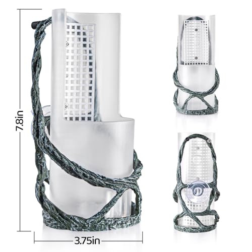 Chameleon Feeding Bowl, Resin Vine Reptile Feeder with Grid Plate for Insect to Climb and Move, Reptile Hunting Bowl with Suction Cup for Chameleon, Lizard, Bearded Dragons, Iguana, Gecko, Frog