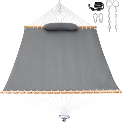 Lazy Daze 12 FT Sunbrella Fabric Hammock, Non-Fading Double Outdoor Hammock | 2 Person Hammock with Pillow, Straps, Carabiners , All Weather Fade Resistant for Outside, Cast Slate - color: Cast Slate