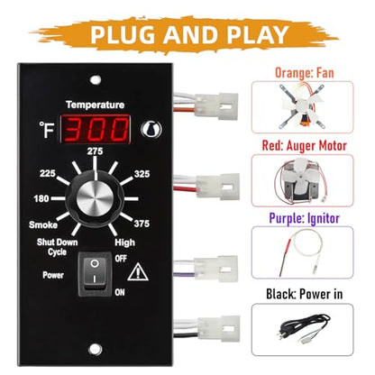 Digital Temperature Controller Replacement Parts BAC236 for Traeger Grills | Upgrade Control Board Replacement Parts for Traeger Pellet Smokers, with 7" RTD Temperature Sensor Probe and Hot Rod Igniter
