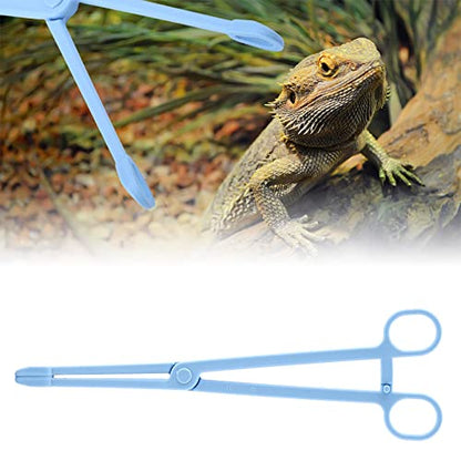 Reptile Feeding Tongs Blue Plastic Snake Lizard Clamps 24.5cm Wide Grip Safe Handling Tool for Pet Owners Breeders Amphibian Terrarium Enthusiasts