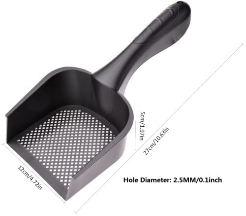 Cat Litter Scoop,Kitty Pet Shovel Scoop Reptile Terrarium Bedding Litter Cleaner Scoop For Cat Tortoise Snake,Hole:2.5mm Suitable For Very Fine Cat Litter - color: Black