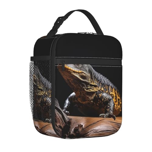 Lunch Bag for Men Women Adults Insulated Lunch Box,Leakproof Cooler Food Lunch Containers Reptile Monitor Lizard Reusable Lunch Tote Bags Cute LunchBox for Work, Travel, Outdoor