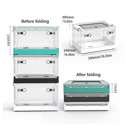 Reptiles Keeper Tanks with Removable Lid and Feeding Port Enclosure Ventilated Design Portable Reptiles Feeding Station