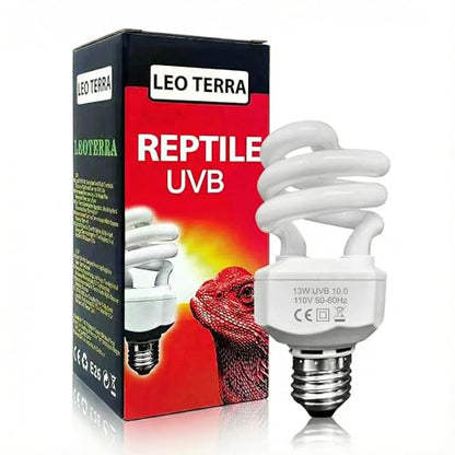 Leoterra 13W 10.0 UVB Bulb – Compact Reptile uvb Light for Bearded Dragon & Green Iguana Hatchlings, Chameleons (Juvenile) & Box Turtles | High Output E26 UVB Lamp(110V) - size: 13w 10.0