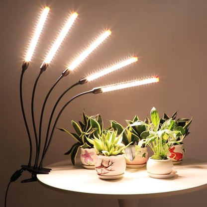 FECiDA Gamechanger 2026 45 Watt Power Draw, NO Need Adapter, 5Head Strong Clip Grow Lights for Indoor Plants with 4/8/12/16/20H Timer, LED Plant Growing Lamps for Houseplants, Bonsai, Seed Starting - size: Clip-5Head-45W