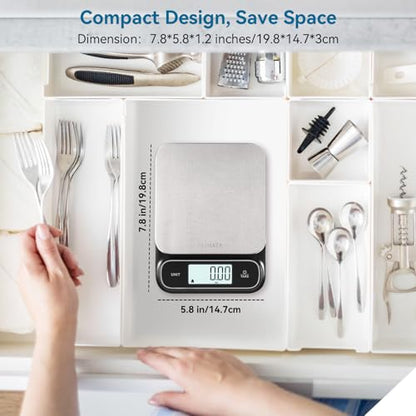 BOMATA Waterproof IPX6 Kitchen Scale with 0.1 g/0.01 oz High Precision | 5 kg/11 lbs, Digital Scale with Backlight, Stainless Steel Weighing Platform, for Food, Cooking,Baking,Weight Loss B619 Black - color: Black
