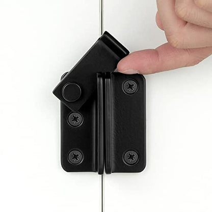 2 Set Black Flip Latches with Padlock Hole，2.36”x2.12”Slide Bolt Latch | Stainless Steel Sliding Barn Door Lock ,for bedroom,drawer,Wine Cabinet,cabinet,garage,window,pet enclosures - color: Black left open_2 Pack