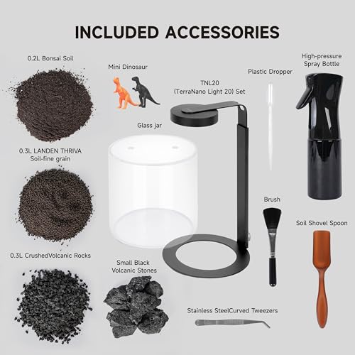 Miniature Terrarium Glass Jar Kit – Complete DIY Mini Landscape Set with Ultra-Clear Glass Container, LED Light, Decorative Stones & Planting Tools – Ideal for Home Decor, Gifts & Hobbyists