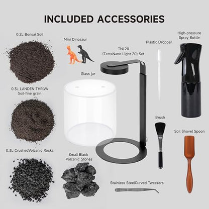 Miniature Terrarium Glass Jar Kit – Complete DIY Mini Landscape Set with Ultra-Clear Glass Container, LED Light, Decorative Stones & Planting Tools – Ideal for Home Decor, Gifts & Hobbyists