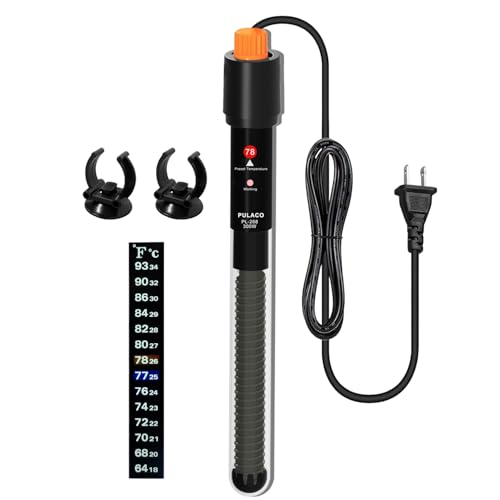 300Watt Aquarium Heater for 50-70 Gallon Fish Tank, Adjustable Submersible Heater Thermostat with Thermometer Strip and Suction Cup