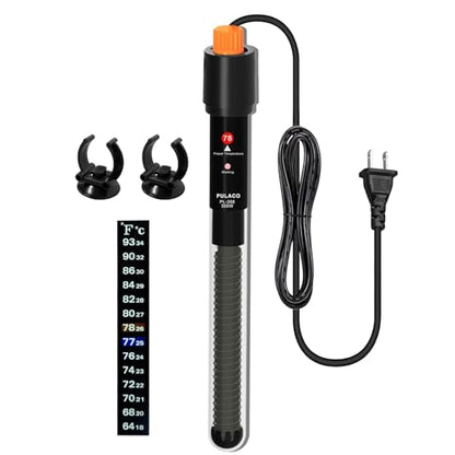 300Watt Aquarium Heater for 50-70 Gallon Fish Tank, Adjustable Submersible Heater Thermostat with Thermometer Strip and Suction Cup
