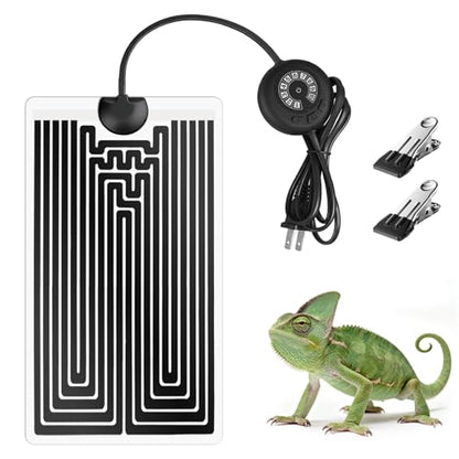 Reptile Heating Pad with Thermostat, 10-Level Adjustable Under Tank Heater, 6x11 Inch Graphene Heat Mat for Turtles Frogs Snakes Lizards Geckos Hermit Crabs Spiders, Safe & Even Warming