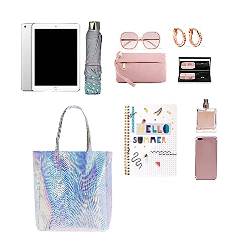 Goodbag Boutique Hologram Tote Bag Laser Snakeskin PU Shoulder Bag Large Capacity Fashion Holographic Handbag