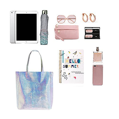 Goodbag Boutique Hologram Tote Bag Laser Snakeskin PU Shoulder Bag Large Capacity Fashion Holographic Handbag