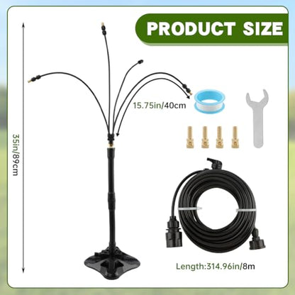 Standing Misters for Outside Patio, 2.92 FT Portable Stand Misting System for Cooling Outdoor, 26.5 Ft Stand Mist Line Long Water Sprinklers Patio Misters for Garden Backyard BBQ Party Pool Beach