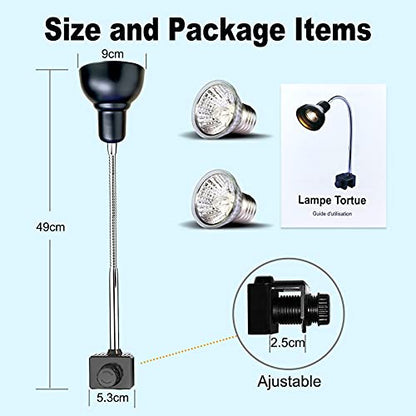 Reptile Heat Lamp, Lamp for Aquarium Turtle Tank with 25w+50w Basking Spot Light Bulbs and 360° Swivel Clamp for Turtle, Snake, Lizard, Cockatoo, Chameleon Etc, Yellow - color: Lamp Holder A+2 Bulbs