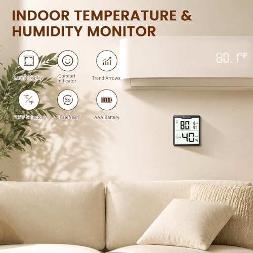 DOQAUS 3 Pack Digital Hygrometer Indoor Thermometer Humidity Meter Room Thermometer with 5s Fast Refresh Accurate Temperature Humidity Monitor for House, Baby Room, Greenhouse, Incubator