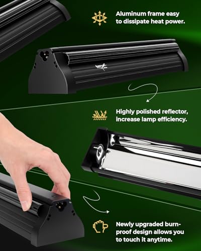 T5 UVB Reptile Light Fixture HO UVB Bulb Lighting Combo Kit 8W Reptile Light Bar Terrarium Hood 10.0 UVB Light Bulb Fluorescent Tube UVA UVB Desert Lamp for Bearded Dragon Tropical and Deserts - size: 8W-12.4IN