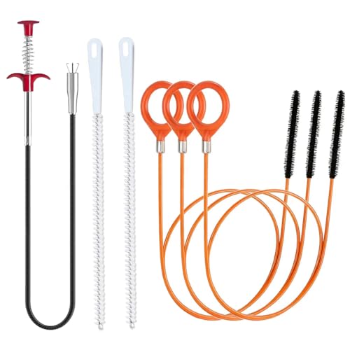Drain Snake for Hair Clogs - Flexible Snake Cleaner Tool for Shower, Sink, Tub & Bathtub Drain Clog Remover, with Steel Core (6)