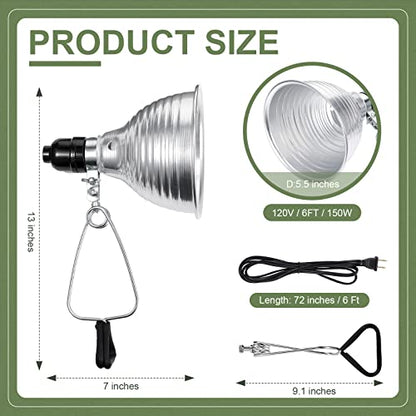 Macarrie 12 Pack Clamp Lamp Light with Aluminum Reflector, 6ft SPT-2 18awg Cord and Adjustable Stand Fixture E26 Socket, up to 150 Watt, No Bulb(5.5 Inch)