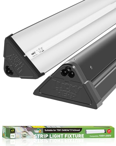 LUCKY HERP T5 Reptile Light Fixture Combo Kit 54W (New Upgrade), UVB Reptile Light Fixture with Desert UVB 10.0 46" Fluorescent Tube, UVA UVB Reptile Light for Lizard, Bearded Dragon, Tortoise - size: 46 Inch