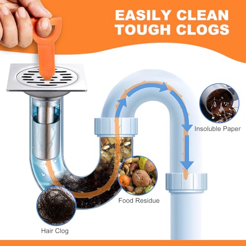 Drain Snake Clog Remover - 6 Pack 20 Inch Flexible Hair Tool | Drain clog remover, also known as drain snake. Non-chemical, fume-free, pipe-safe drain cleaner for sink, shower, tub& toilet - style: Drain Snake 6pcs