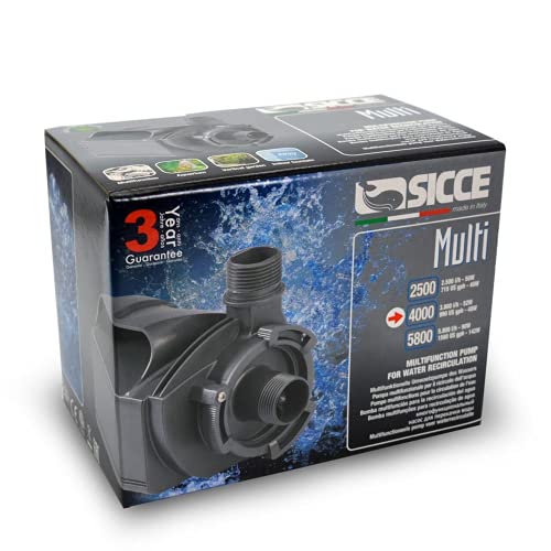 Sicce Multi Quiet 4000 Submersible Water Pump 990 GPH Adjustable Flow for Aquariums, Pond, Water Garden & Hydroponics - size: 990 GPH