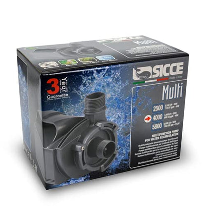 Sicce Multi Quiet 4000 Submersible Water Pump 990 GPH Adjustable Flow for Aquariums, Pond, Water Garden & Hydroponics - size: 990 GPH