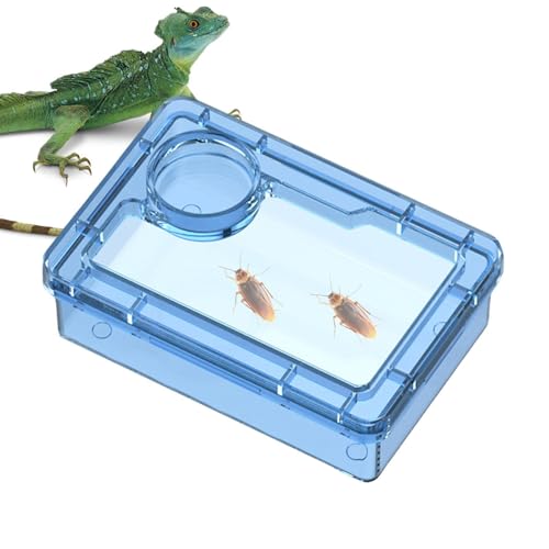 Chameleon Feeder Anti-Escape Tortoise Water Dish | Pet Supplies for Habitat Tank Cage Enclosure Feeding Chameleon Lizard Gecko Spider - color: Blue