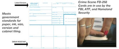 Crime Scene Fingerprint Cards, Applicant FD-258 (Pack of 50)