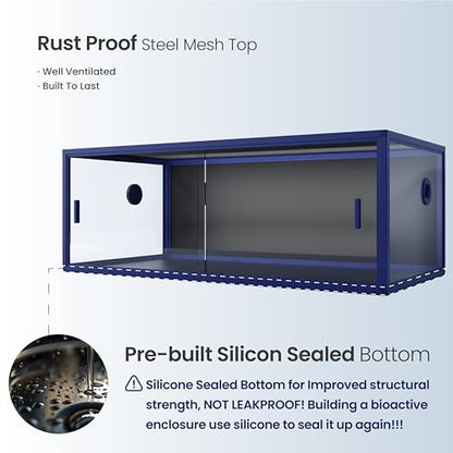 Lightweight 85 Gallon Reptile Enclosure for Snake, Bearded Dragon | Optimal Ventilation & Light Penetration by Rust Proof Mesh Top, Easy Assembly within 6 Steps with Clear Instruction - color: Dart Blue, size: 85 Gallon