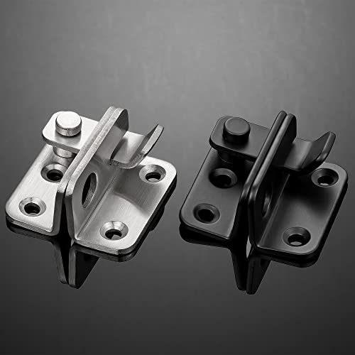 2 Set Black Flip Latches with Padlock Hole，2.36”x2.12”Slide Bolt Latch | Stainless Steel Sliding Barn Door Lock ,for bedroom,drawer,Wine Cabinet,cabinet,garage,window,pet enclosures - color: Black left open_2 Pack