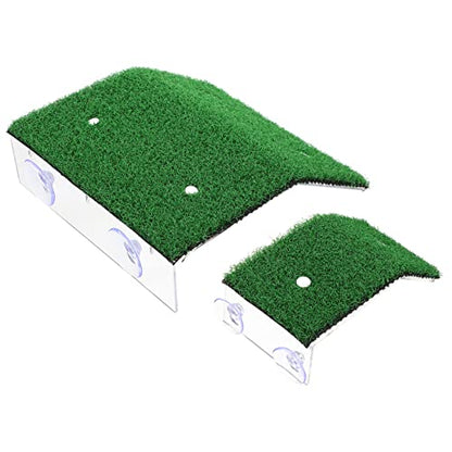 2pcs Tortoise Climbing Ladder with Suction Cups Turtle Basking Platform for Sunbathing Resting Durable Simulation Lawns for Water Turtles Frogs and Lizards