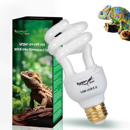 UVB Bulb for Reptiles, 5.0 13W UVB Light for Reptiles, Hygger zoo UVA UVB Reptile Light Bulb Reptile UVB Bulb UVB Light for Hermit Crab Snake Chameleon Reptile Lamp Terrarium Lamp for Tropical Reptile - size: 5.0-5.3 Inch