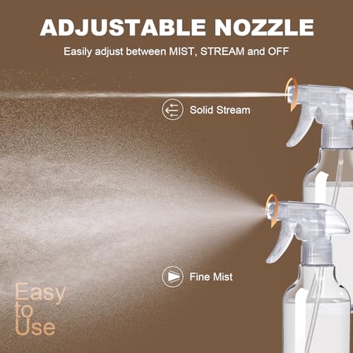 Plastic Spray Bottles (2-Pack, 16.9 Oz) Heavy Duty Spraying, Mist & Stream | Professional Empty Water Sprayer for Cleaning Solutions, Essential Oils, Hair, Plants, BBQ, Dog Cat Behavior Correction - style: Clear, 2-Pack