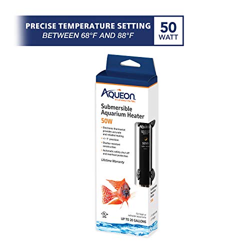 Aqueon Submersible Aquarium Heater, 50 Watts, Up to 20 Gallons - size: 50 Watts, Up to 20 Gallons