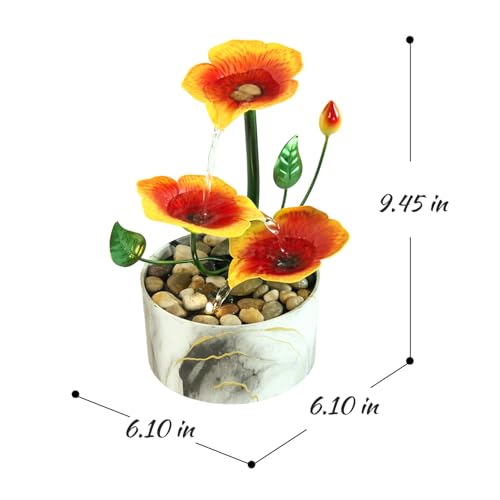 Tabletop Fountain Water Fountain Indoor Waterfall Fountain 3-Tier Desk Fountain Hibiscus Flower Themed Tabletop Fountains Indoor Home Decor for Meditation Relaxing(Hibiscus) - style: poetry of hibiscus