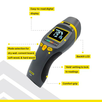 General Tools MM9 Pin & Pinless Moisture Meter – Dual Moisture Detector for Wood, Drywall & Building Materials – Digital Display, Scan & Pin Modes, Data Hold | Gift for Dad, Father’s Day Gift Idea - size: Pin & Pinless