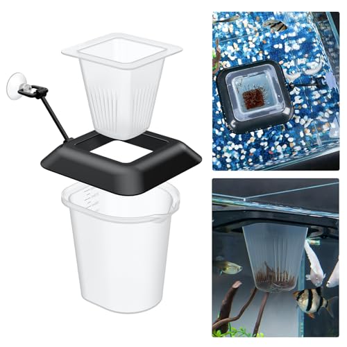 Pawfly Aquarium Bloodworm Feeder - Floating Red Worm Feeding Cup with Suction Cup, Multipurpose Fish Food Holder & Measuring Cup for Fish Tank