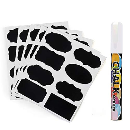 96 Pack Chalk Label, for Marking Kids, Dog, Cat, Ferret Treats, Bottles & Kitchen Food Containers, Includes Writing Pen