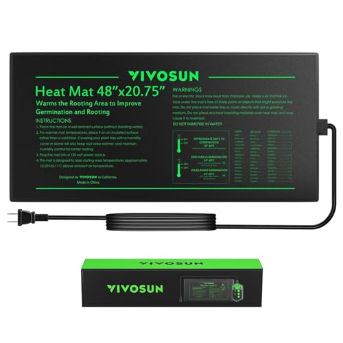 VIVOSUN 48" x 20.75" Durable Waterproof Seedling Heat Mat | UL & MET-Certified Warm Hydroponic Heating Pad for Germination, Indoor Gardening, Greenhouse - size: 48"x20.75"