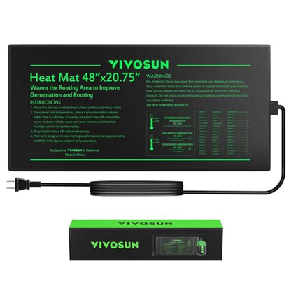 VIVOSUN 48" x 20.75" Durable Waterproof Seedling Heat Mat | UL & MET-Certified Warm Hydroponic Heating Pad for Germination, Indoor Gardening, Greenhouse - size: 48"x20.75"