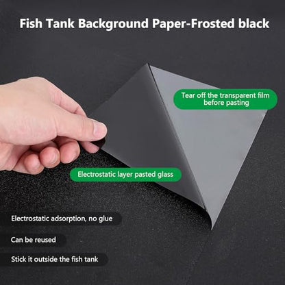 Aquarium Background Paper Decor Fish Tank Backdrop Wallpaper Electrostatic Adhesive, No Glue, Easy to Install, Reusable (19.7”H×59.1" L, Black) - size: 19.7”H×59.1"L