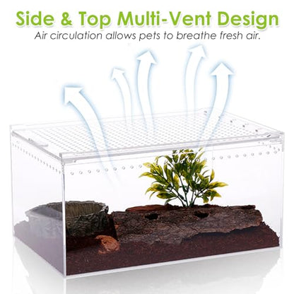 Reptile Terrarium Enclosure 12"x 8"x 6" Acrylic Tarantula Breeding Box Magnetic Hermit Crab Habitat Tank Transparent Jumping Spider Cage for Insect Snail Amphibians Sling Isopods - size: L: Standard Version