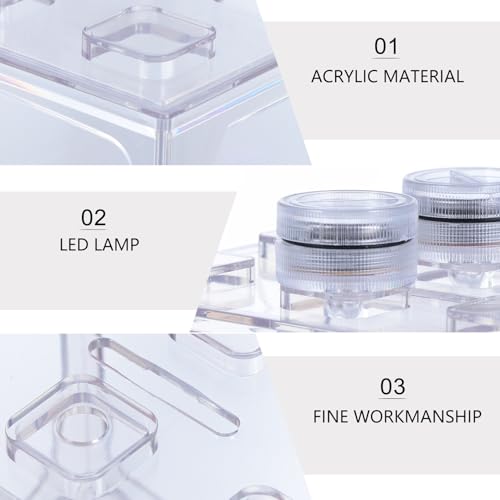 Mini LED Aquarium Kit with Acrylic Fish Tank, Small Desk Terrarium Starter Kit for Betta and Tropical Fish, Micro Aquatic Ecosystem Decoration with LED Lighting